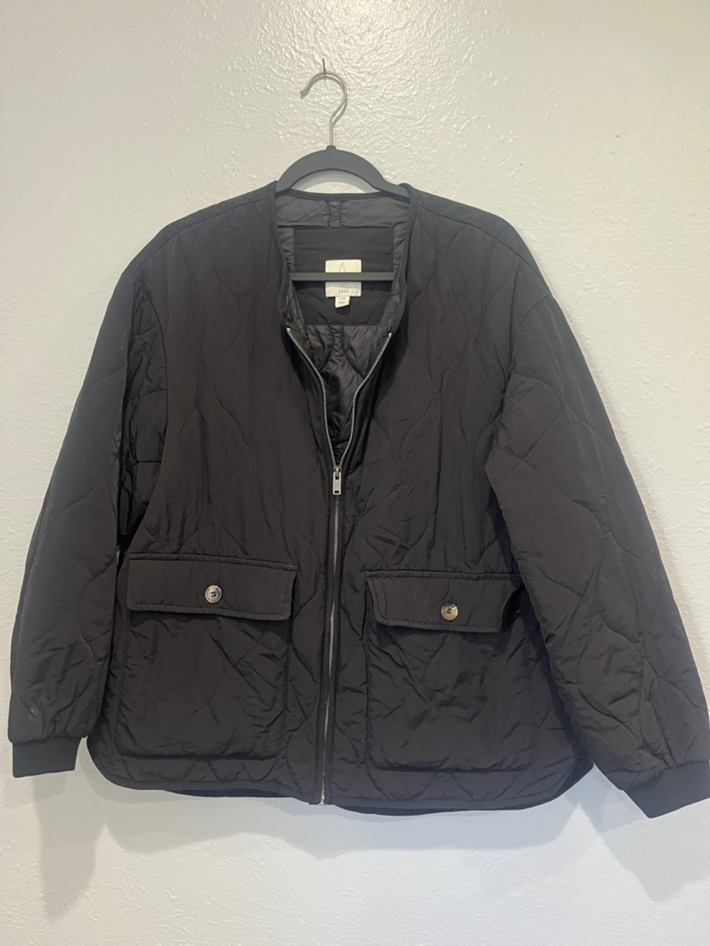 Joie Black Quilted Jacket with Subtle Satin Sheen